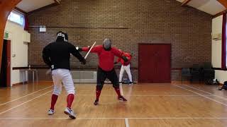 Black Fencer spadroon and baskethilt broadsword sparring  Michael vs David [upl. by Nawtna]