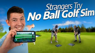 Strangers Try out the Golf Daddy Golf At Home No Ball Golf Simulator [upl. by Eilsek981]