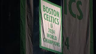 WATCH Celtics raise Banner 18 into the rafters at TD Garden shorts [upl. by Semreh]