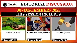 30 December 2023  Editorial Discussion  Natural Farming Qatar former navy Indian Diplomacy [upl. by Carmelle]