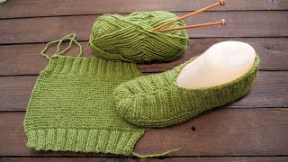 Следки для новичков спицами 🌵 Knitted slippers for beginners [upl. by Donaugh]