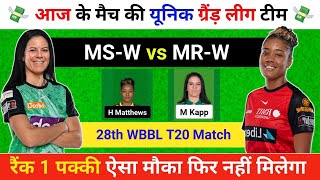 MSW vs MRW 28th WBBL T20 Analysis  WBBL 2024  MSw vs MRw T20 [upl. by Horick]