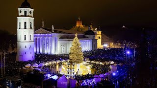 Kalėdų eglės įžiebimas Katedros aikštėje Vilniuje [upl. by Serrano741]