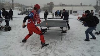 En Russie 1er championnat de ping pong sur glace [upl. by Animaj]