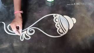 Very easy and innovative sankha alpona rangoli design Mukesh arts [upl. by Ennaeirb]