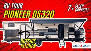 RV TOUR Pioneer DS320  Travel Trailer with Outside Kitchen  Perfect Mid Size RV  RV life [upl. by Andrel65]