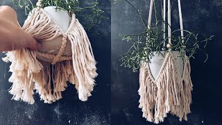 Simple Tutorial Macrame Plant Hanger with fringes [upl. by Hollie]