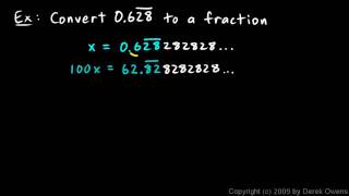 Algebra 1 112c  Converting Repeating Decimals to Fractions  Part 1 [upl. by Coral]