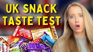 AMERICAN tries BRITISH SNACKS [upl. by Natsuj]