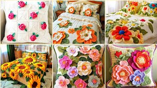 Most Stylish Colorful Hand Knitted Crochet Cushion and Bedsheets Design Ideas [upl. by Alaham775]