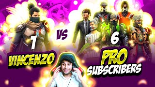 Vincenzo vs Pro Subscribers  1 vs 6 🤯  Garena Free Fire [upl. by Amikahs]