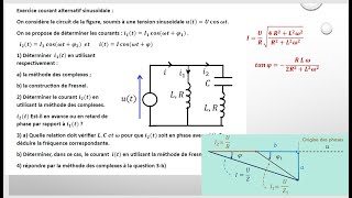 Exercice courant alternatif sinusoïdale construction de Fresnel dans le cas générale méth complexe [upl. by Aihseken622]