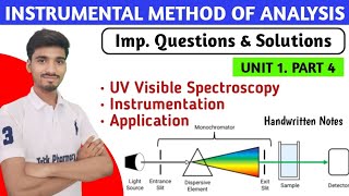 UV visible spectroscopy  Instrumentation  Application  Important questions and solutions IMA [upl. by Staci]