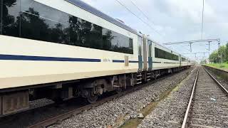 22230 Madgaon  Mumbai Vande Bharat Express crossing 12051 MumbaiGoa Jan Shatabdi at Sindhudurg [upl. by Nannarb]