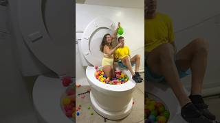 I TRICKED my Boyfriend in the Play Balls in the Giant Toilet with Balloon and He Fell Off shorts [upl. by Adrien]