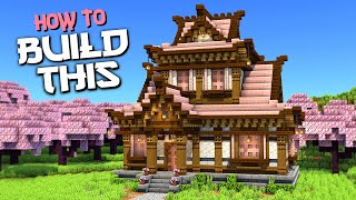 How to Build Cherry Japanese House  Minecraft Tutorial [upl. by Leinahtam40]