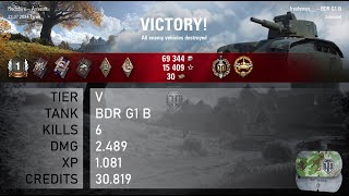 1282 BDR G1 B  6 kills  2489 dmg  1081 xp  30819 credits  World of Tanks [upl. by Umeh]