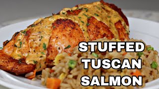 The BEST Stuffed Tuscan Salmon Ever  Ready In 30 Minutes [upl. by Ahsiuq]