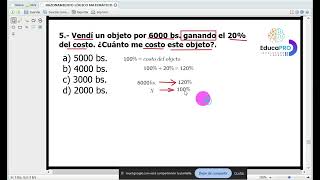 Razonamiento Lógica Matemático  Vendí un objeto a 6000 bs ¿Cuánto me costo este objeto [upl. by Musette]