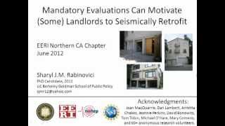 Mandatory Evaluations Can Motivate Seismic Retrofit Pres [upl. by Ahtiekahs]