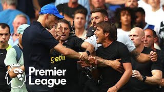 Antonio Conte Thomas Tuchel clash in heated ChelseaSpurs derby  Premier League  NBC Sports [upl. by Narcissus915]