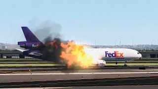 Disaster Moments After Dangerous and Bad Landing FedEx B727 [upl. by Freeman]