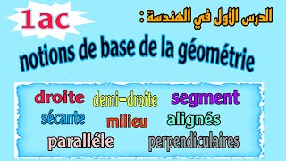 notions de base de la géométrie 1ac  droite segment milieu secant Parallèle perpendiculaire [upl. by Otero]