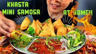 🔥EATING 10 KHASTA SAMOSA CHALLENGE 💪WITH ALOO SABJI amp SPICY CHUTNEY  COOKING KHASTA MINI SAMOSA 🫠💓 [upl. by Rennug]