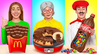 Me vs Grandma Cooking Challenge  Chocolate Food Challenge by Multi DO [upl. by Ylsel]