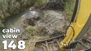 Beaver Dam Removal With Excavator No148  A Beaver Dam Made Of Large Amounts Of Silt  Cabin View [upl. by Kimmy504]