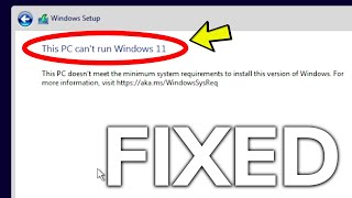 Fix This PC cant run Windows 11 Bypass TPM and Secure Boot  Easiest Method [upl. by Victorie]