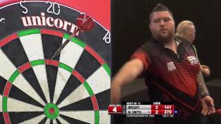 9 Dart Finish  Peter Wright against Michael Smith  PDC Players Championship 10  30042017 [upl. by Atteve]