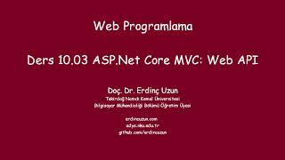 WP 1003 ASPNet Core MVC Web API [upl. by Mandler]