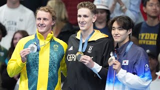 Lukas Maertens extremely happy after being first German man to win Olympic gold in pool since 1988 [upl. by Yrol]