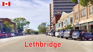 🇨🇦 Driving in CANADA  LETHBRIDGE Alberta  Downtown 4K drive [upl. by Rialb]