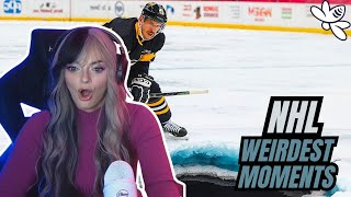 Reacting to 20 WEIRDEST Moments in History  NHL  Girl React [upl. by Arykat]