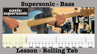 Supersonic  Oasis  Bass  Lesson  Rolling Tab  Demonstration  Paul Guigsy McGuigan [upl. by Nairbo642]