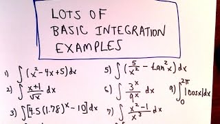 Lots of Basic Antiderivative  Integration  Integral Examples [upl. by Eisej]