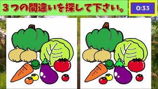 【間違い探し2】新鮮お野菜。find 3 differences [upl. by Nylinej806]