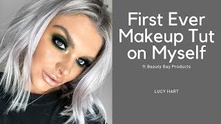 GREEN SMOKEY EYE MAKEUP TUTORIAL  Jordan Lipscombe x Beauty Bay Palette  REVIEW  HARTYYY [upl. by Aciretal943]