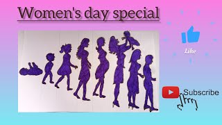 DIYWomens day drawing step by step  Gift ideas on womens day  The crafters art for you [upl. by Aticnemrac]