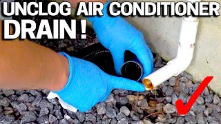 How to UNCLOG your AC DRAIN Condensate line FAST  Water stains on Ceiling or in the Pan [upl. by Rojam]