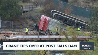 Crane tips over at Post Falls Dam [upl. by Rayna448]