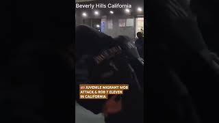 A bicycle mob of migrant juveniles storm and rob 7  Eleven Store in California  Ilegal Migrants [upl. by Roddy]