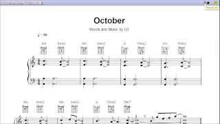 October by U2  Piano Sheet MusicTeaser [upl. by Oijimer554]