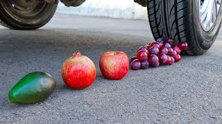 Aplastando Cosas Crujientes con el Coche  Experimento Frutas VS Rueda de Coche  ASMR [upl. by Mosnar490]