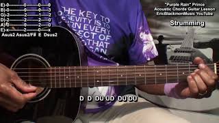 PURPLE RAIN By Prince Guitar Lesson For Dummies EASY CHORDS EricBlackmonGuitar [upl. by Eixor267]