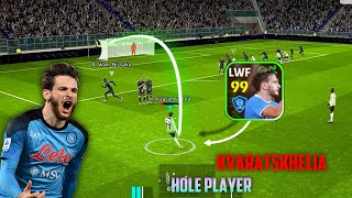 Hole Player Kvaratskhelia POTW Card is Amazing 🔥 Review amp Goals  eFootball 2024 mobile [upl. by Jackquelin]