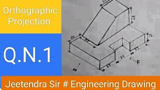 Orthographic Projection Q N 1 First angle projection method  ENGINEERING DRAWING [upl. by Bashemeth851]