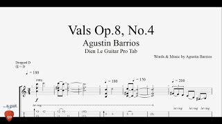 Agustin Barrios  Vals Op8 No4  Guitar Tabs [upl. by Kelsy]